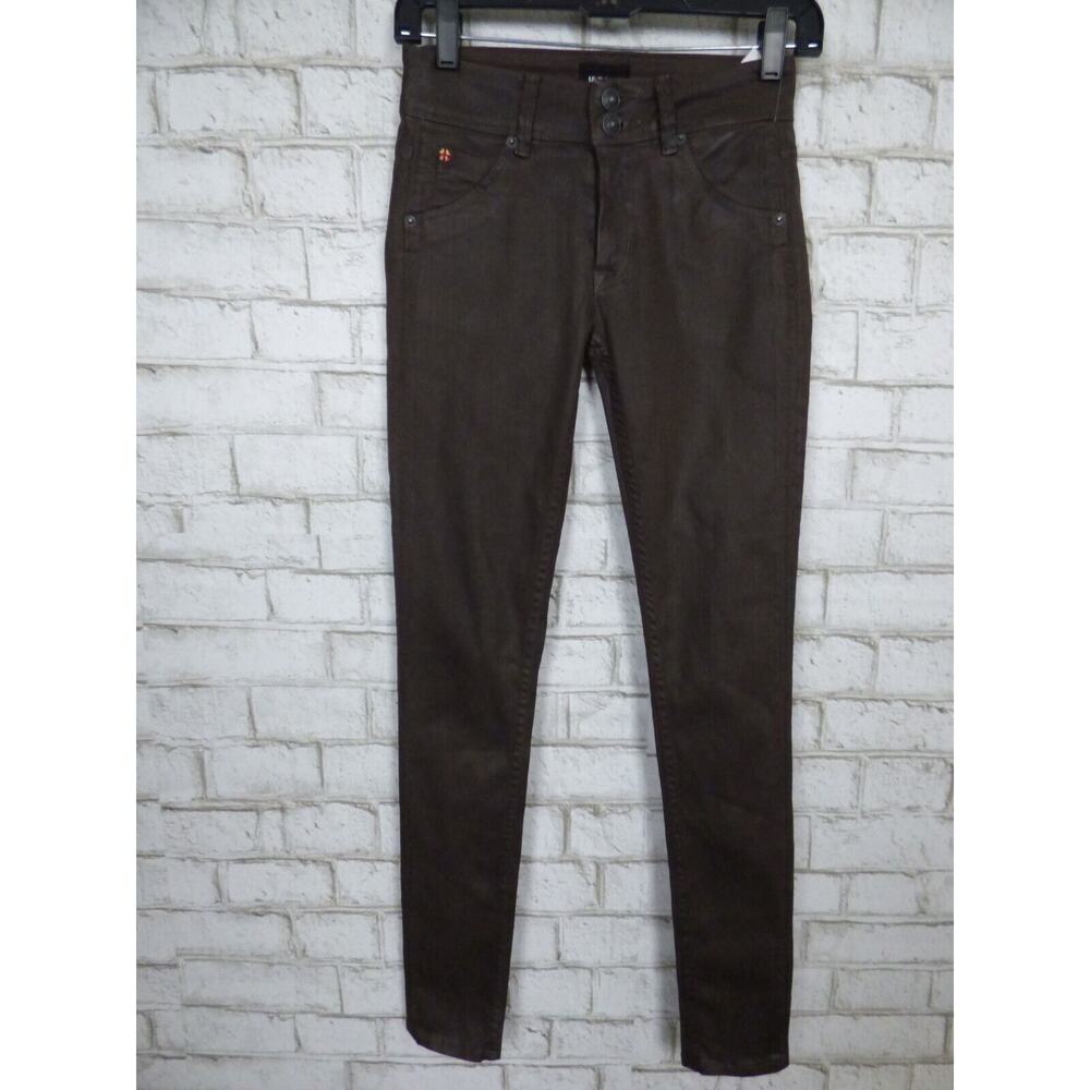 $185 Hudson Collin Flap Green Coated Flap Pocket Super Skinny Jeans 25 NEW H354